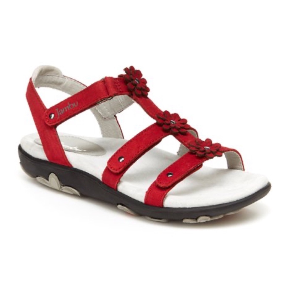 JAMBU | Sunflower Leather Sandals - Red
